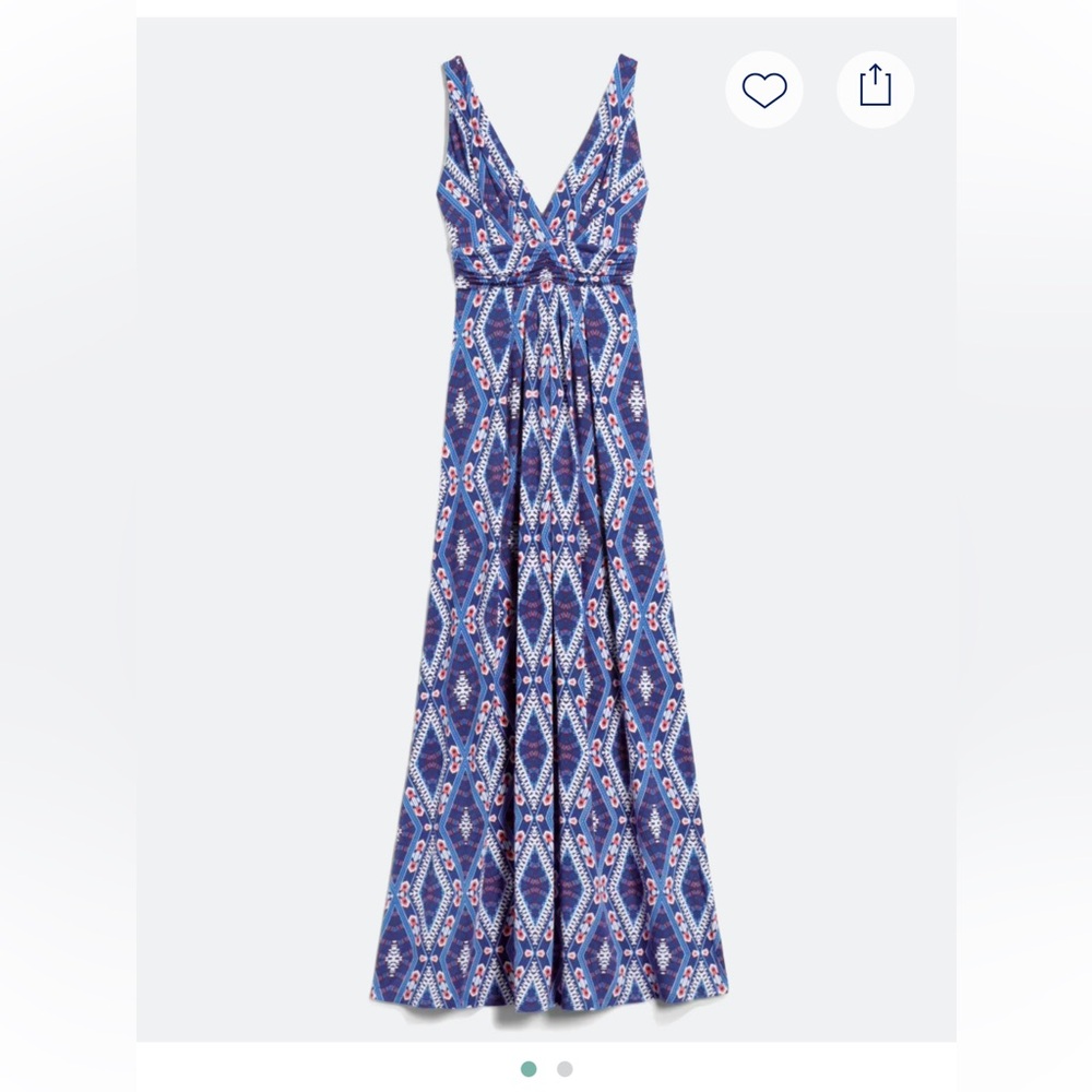 Elegant Blue Patterned Maxi Dress